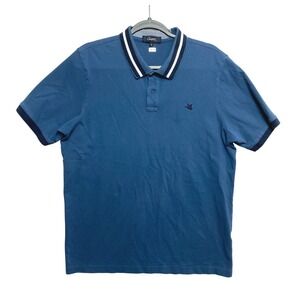 Chevignon Polo Shirt Mens XL Blue Slim Fit Tipped Collar Duck Logo 609D033